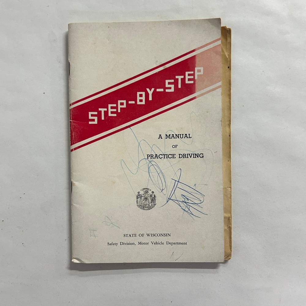 Vintage 1950 Wisconsin Step-By-Step Driving Manual Booklet White Retro Americana